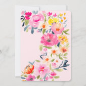 Boho Zomer Waterverf Roze Bloemen Vrijgezellenfees Kaart (Achterkant)