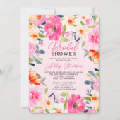 Boho Zomer Waterverf Roze Bloemen Vrijgezellenfees Kaart (Voorkant)