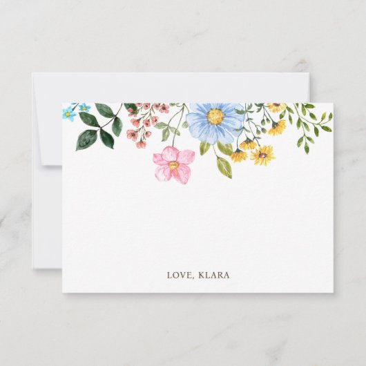 Boho Zomer Wildbloemen Dank je kaart (Achterkant)