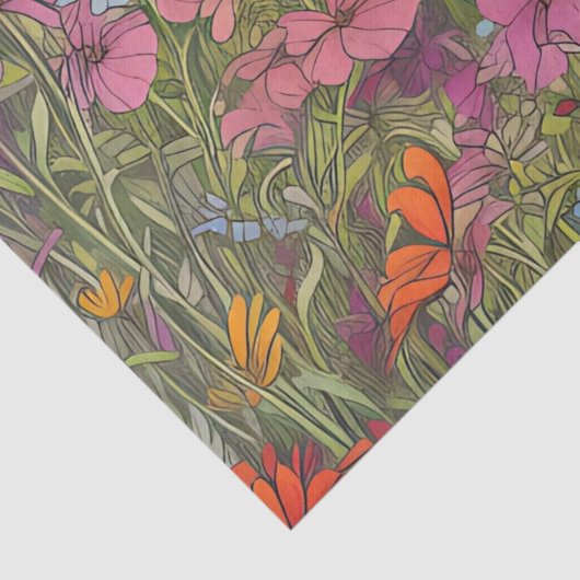 Boho Zomer Wildbloemvelden Kleurrijke Decoupage Tissuepapier (Detail)