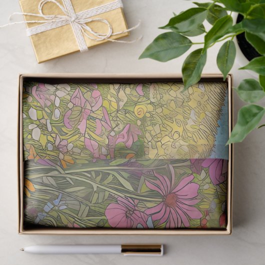 Boho Zomer Wildbloemvelden Kleurrijke Decoupage Tissuepapier (Geschenk)