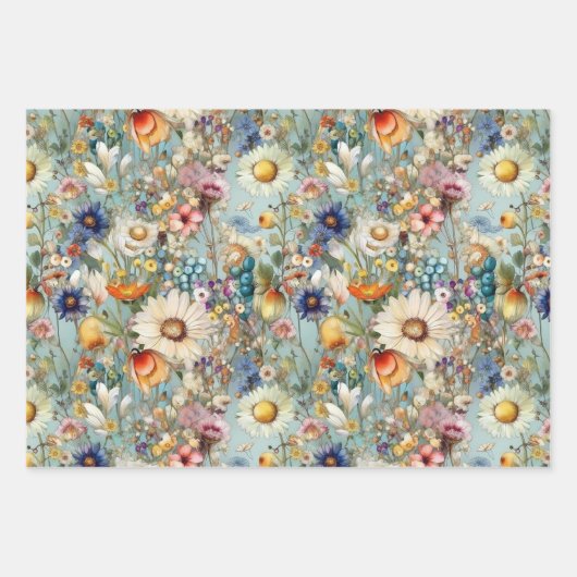 BOHO ZOMER WILDE BLOEM INPAKPAPIER VEL (Voorkant)