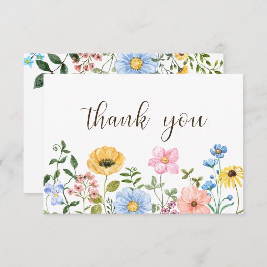 Boho Zomer Wilde Bloemen Dankkaart Bedankkaart (Voorkant / Achterkant)