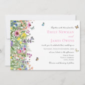 Boho Zomer Wildflower Bruiloft Kaart (Voorkant)