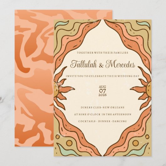 Boho zomer zon bruiloft kaart (Voorkant / Achterkant)