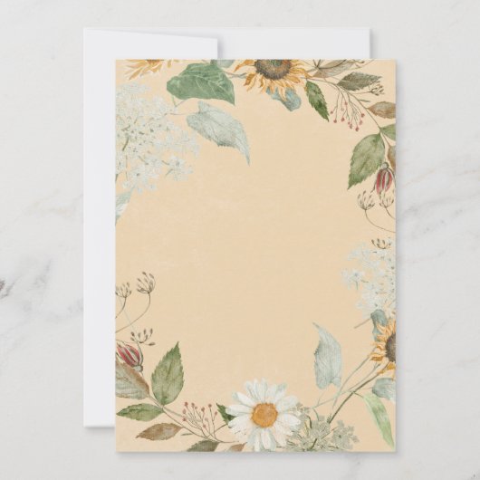 Boho Zomer Zonnebloem & Daisy Gouden Bruidsbrunch Kaart (Achterkant)