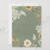 Boho Zomer Zonnebloem & Daisy Groene Bruids Lunch Kaart (Achterkant)