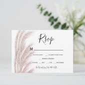 Boho zomerpampas gras roos goud rsvp kaartje (Staand voorkant)