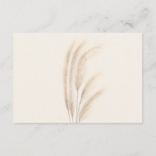 Boho zomerpampas gras waterverf display douche informatiekaartje (Achterkant)