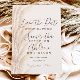 Boho zomerpampas gras waterverf met behoud van dat aankondigingskaart