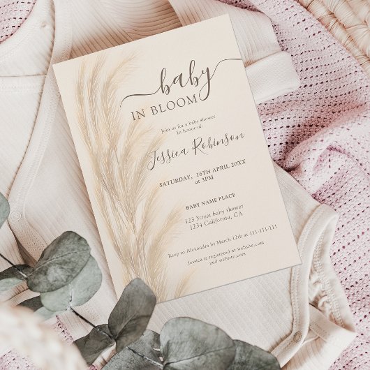 Boho zomerpampas waterverf baby shower kaart