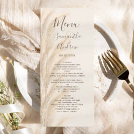 Boho zomerpampas waterverf bruiloft menu