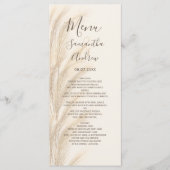 Boho zomerpampas waterverf bruiloft menu (Voorkant)