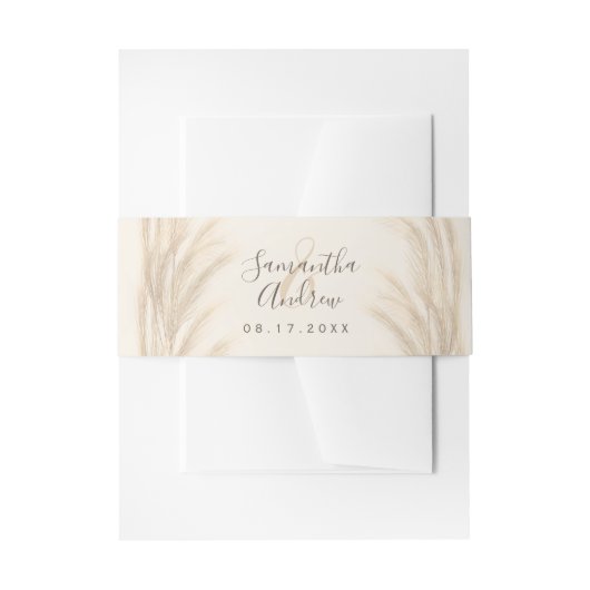 Boho zomerpampas waterverf bruiloft uitnodigingen wikkel (Voorkant Voorbeeld)