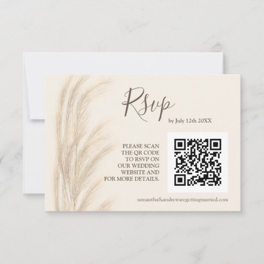 Boho zomerpampas waterverf rsvp qr code (Voorkant)