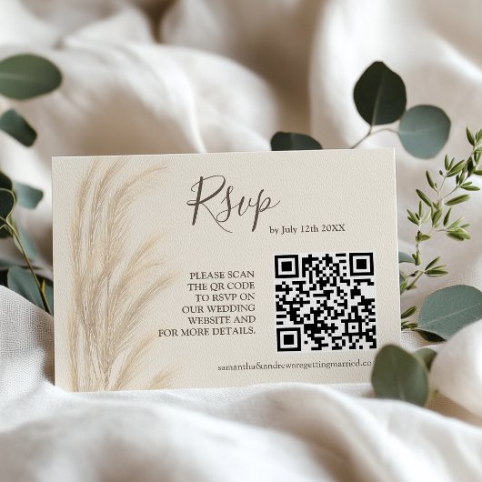 Boho zomerpampas waterverf rsvp qr code kaart