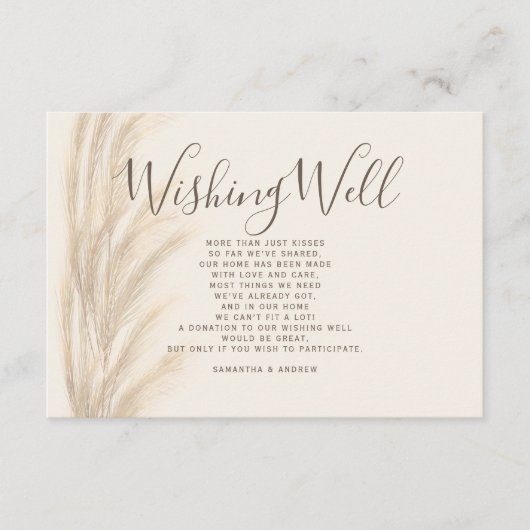 Boho zomerpampasgras die een bruiloft wenst informatiekaartje (Voorkant)