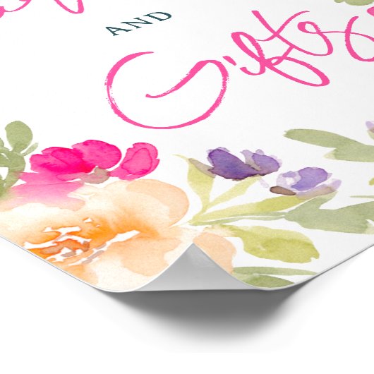 Boho zomerroze floraal vrijgezellenfeest teken poster (Hoek)