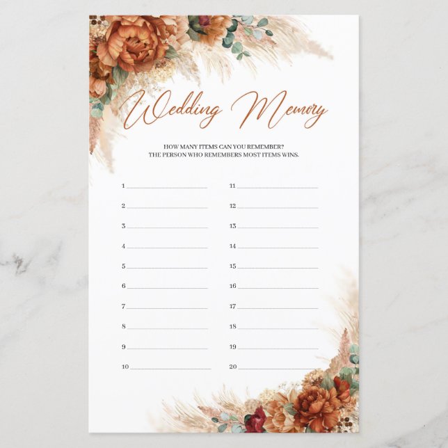 Boho zomerstrand terracotta pampas Wedding Memory (Voorkant)