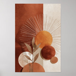Boho Zon Abstract Terracotta Minimalistische Botan Poster