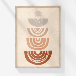 Boho Zon Boog Abstract Neutrale Muurkunst Print