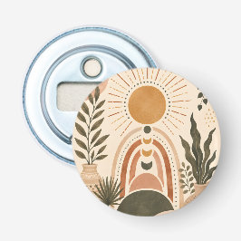 Boho Zon & Botanische Kunst Button Flesopener