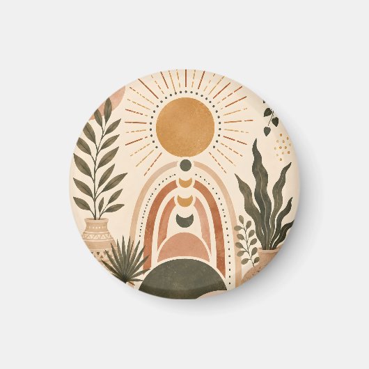 Boho Zon & Botanische Kunst Magneet (Voorkant)
