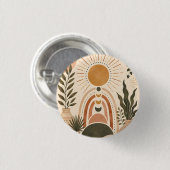 Boho Zon & Botanische Kunst Ronde Button 3,2 Cm (Voorkant /achterkant)