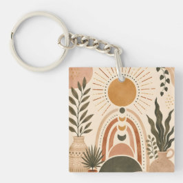 Boho Zon & Botanische Kunst Sleutelhanger