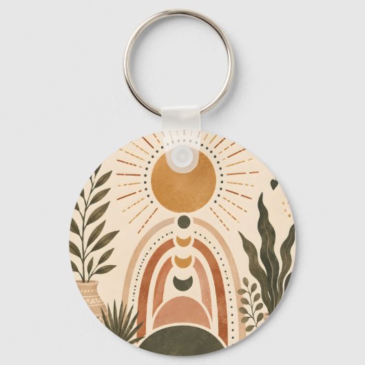 Boho Zon & Botanische Kunst Sleutelhanger (Voorkant)