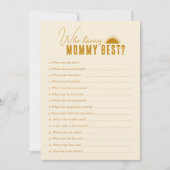 Boho zon die mama Baby shower spel Kaart kent (Voorkant)