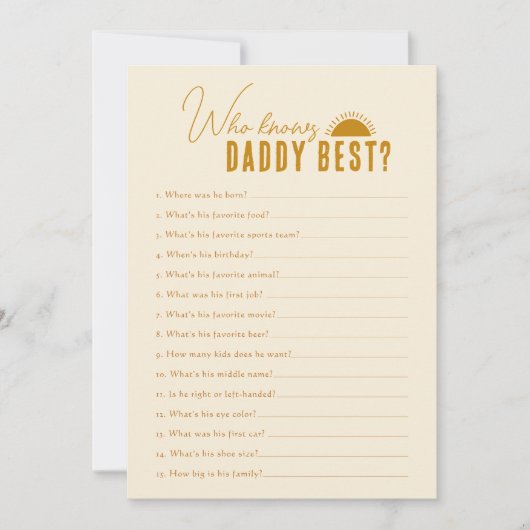 Boho zon die weet papa Baby shower spel Kaart (Voorkant)