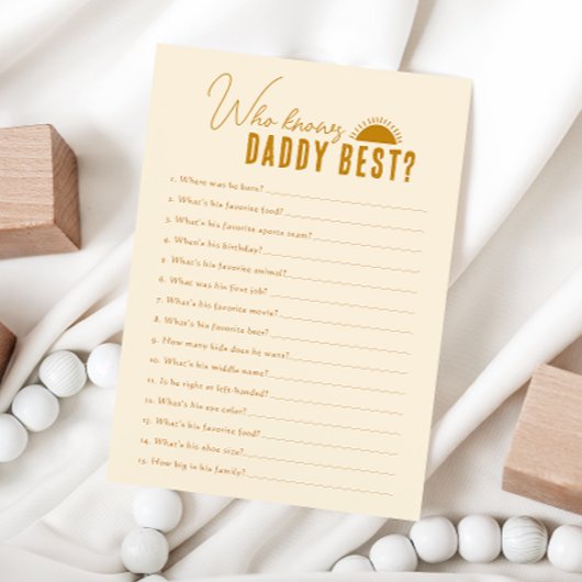 Boho zon die weet papa Baby shower spel Kaart