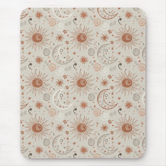 Boho Zon en Maan Patroon Muismat (Voorkant)
