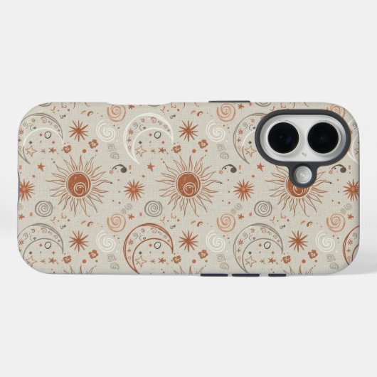 Boho Zon- en Maanpatroon Case-Mate iPhone Case (Achterkant (horizontaal))