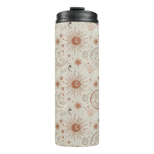 Boho Zon- en Maanpatroon Thermosbeker (Voorkant)