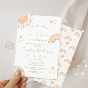 Boho Zon en Regenboog Zonneschijn Baby Shower Kaart