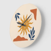 Boho Zon Face Abstract Terracotta Wandklok (Hoek)