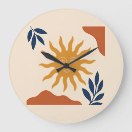Boho Zon Face Abstract Terracotta Wandklok