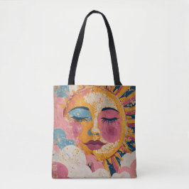 Boho Zon Gezicht Abstracte Kunst Tas