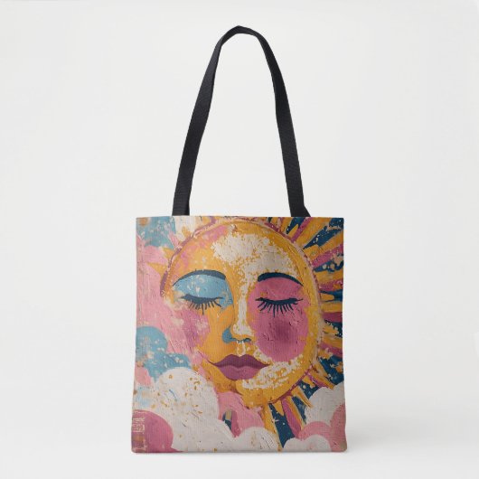 Boho Zon Gezicht Abstracte Kunst Tas (Voorkant)