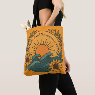 Boho Zon & Golven – Spirituele Bloemige Tote Kunst Bag