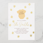 Boho zon klein broertje glanzend zonneschijn Baby  Folie Uitnodiging (Voorkant)