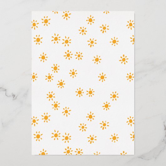 Boho zon klein broertje glanzend zonneschijn Baby  Folie Uitnodiging (Achterkant)