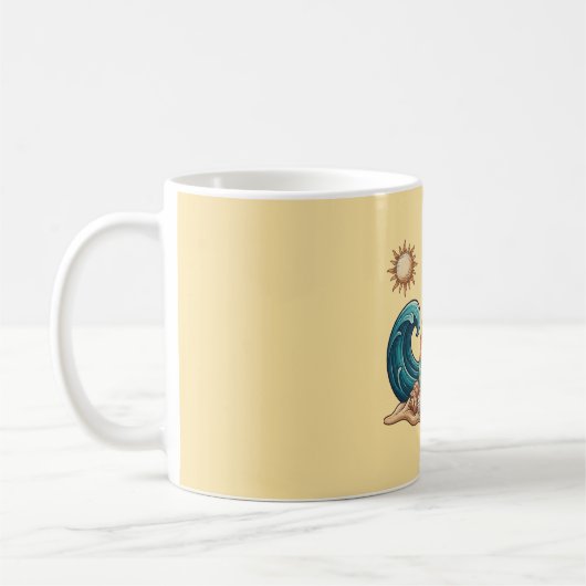 Boho Zon, Maan en Oceaangolf Esthetische Mok (Links)