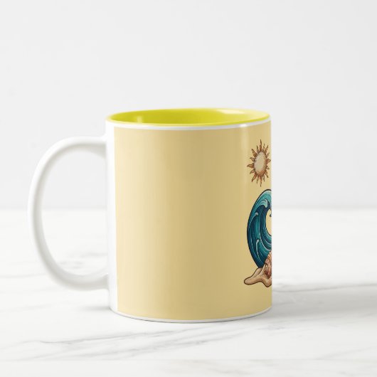 Boho Zon, Maan en Oceaangolf Esthetische Mok (Links)