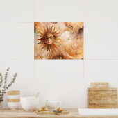 Boho Zon & Maan | Minimaal Hemels Decor voor Thuis Poster (Keuken)