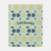 Boho zon maan sterren baby blauw geel gepersonalis fleece deken (Voorkant)