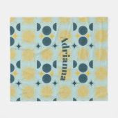 Boho zon maan sterren baby blauw geel gepersonalis fleece deken (Voorkant (Horizontaal))