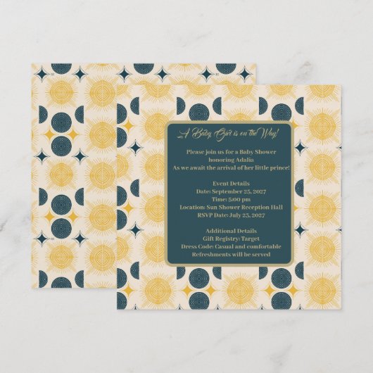 Boho zon maan sterren blauw geel (Voorkant / Achterkant)